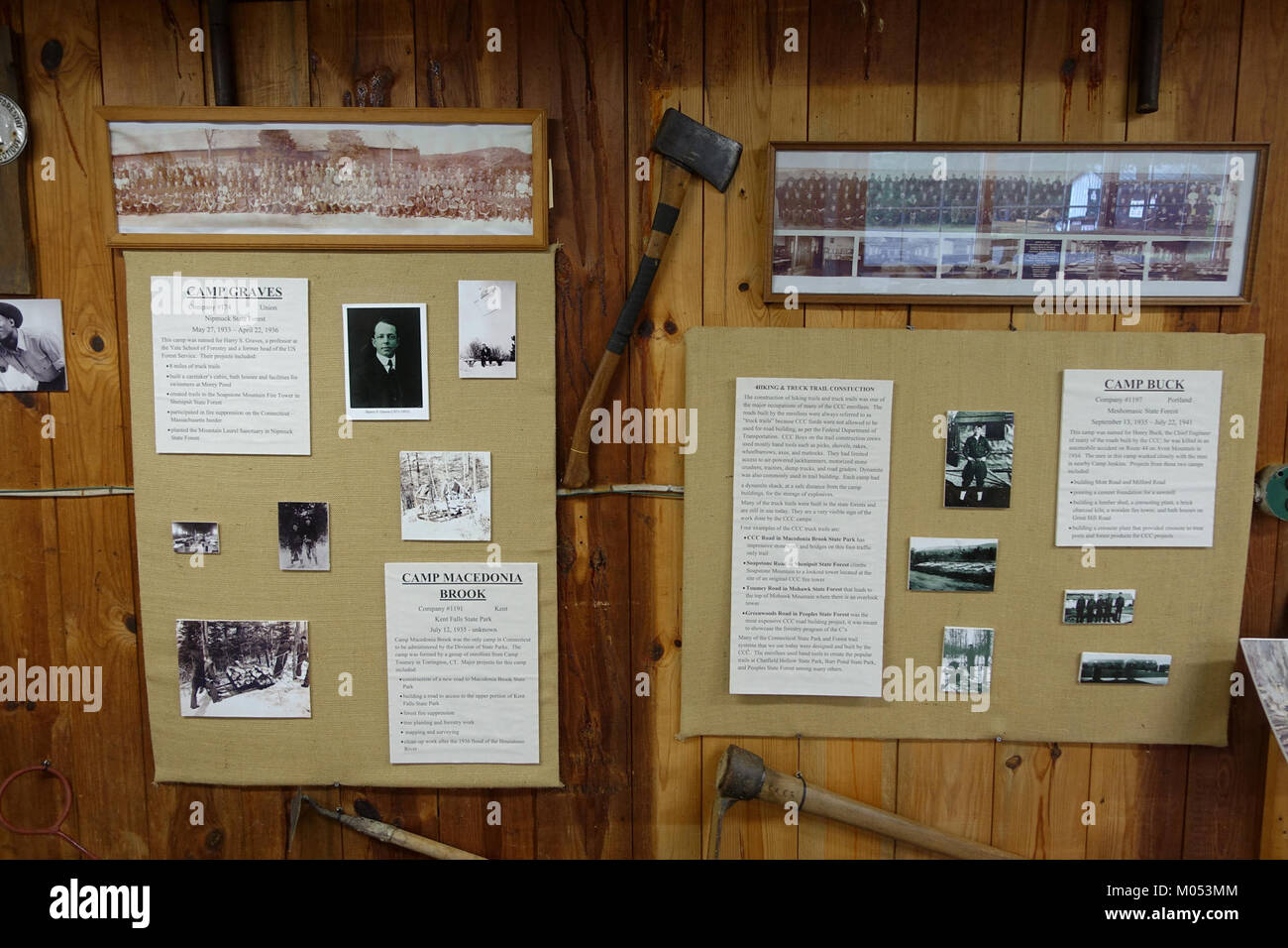 Il Northeast States Civilian Conservation Corps Museum, situato nella Shenipsit State Forest, Stafford Springs, Connecticut, espone mostre di Camp Graves, Camp Macedonia Brook e Camp Buck, evidenziando il coinvolgimento della regione nei programmi CCC dell'era New Deal. Foto Stock