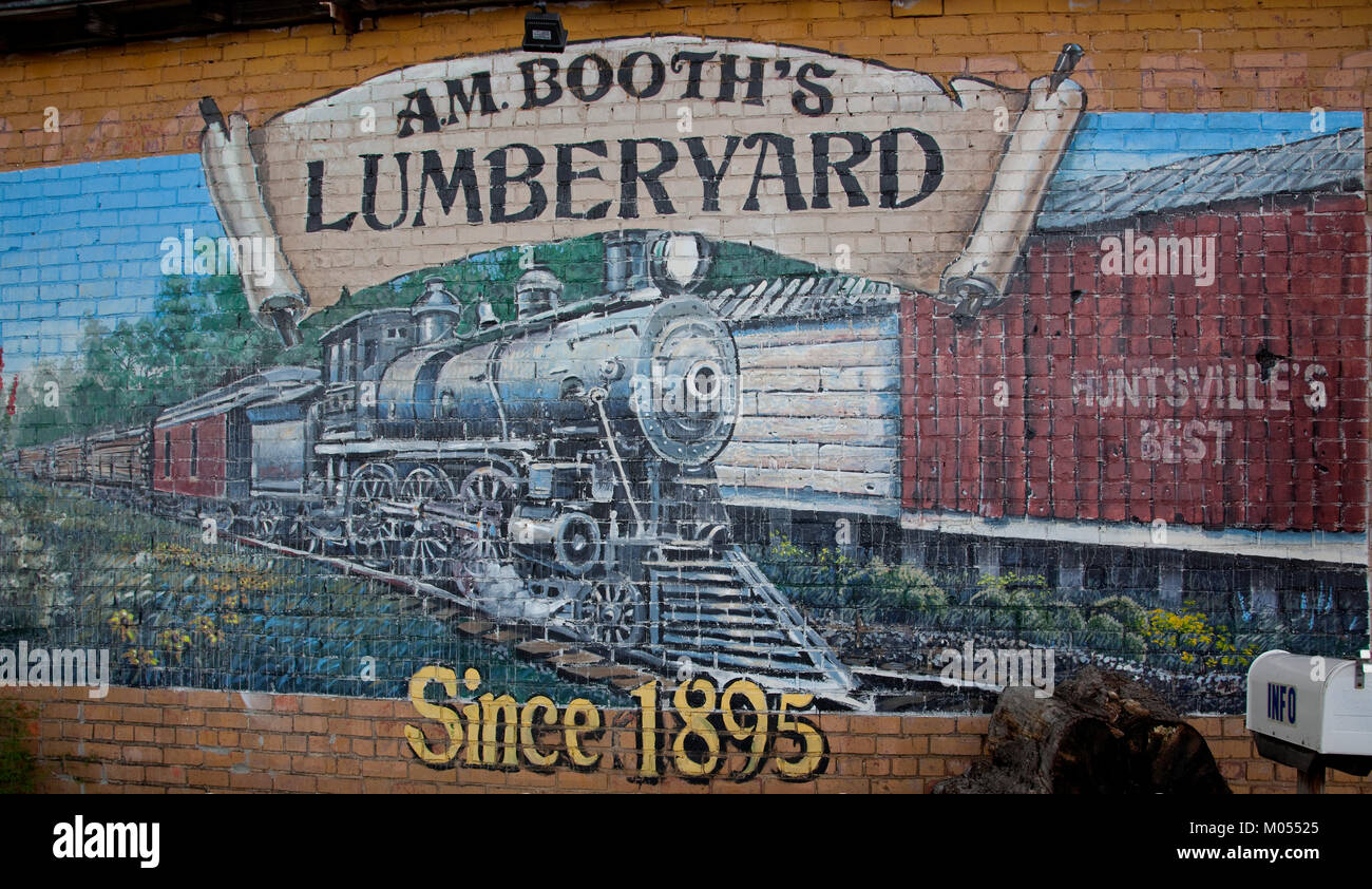 Lumberyard murale di Huntsville Foto Stock