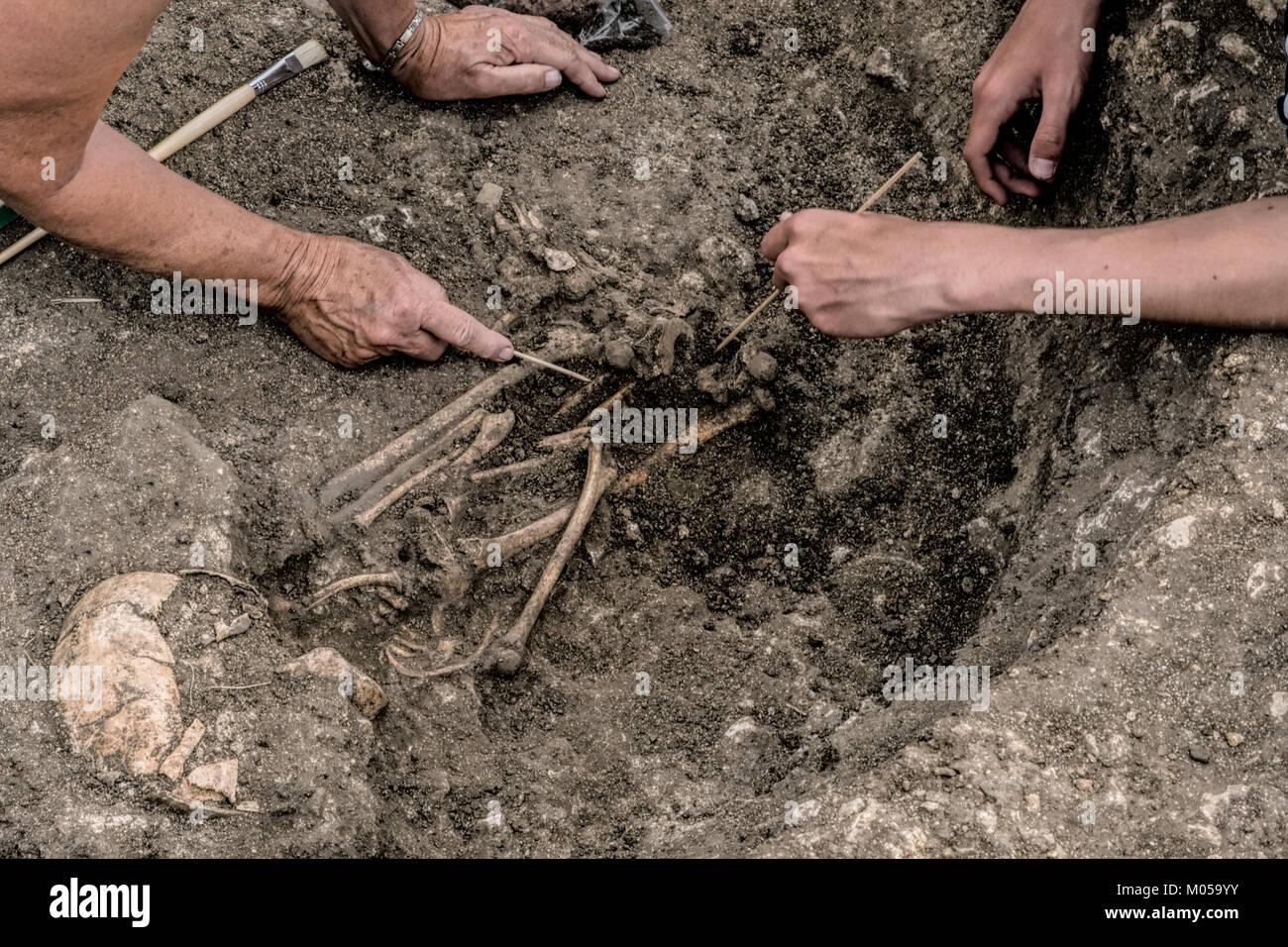 Scavo Archeologico del sito Iron-Age Foto Stock