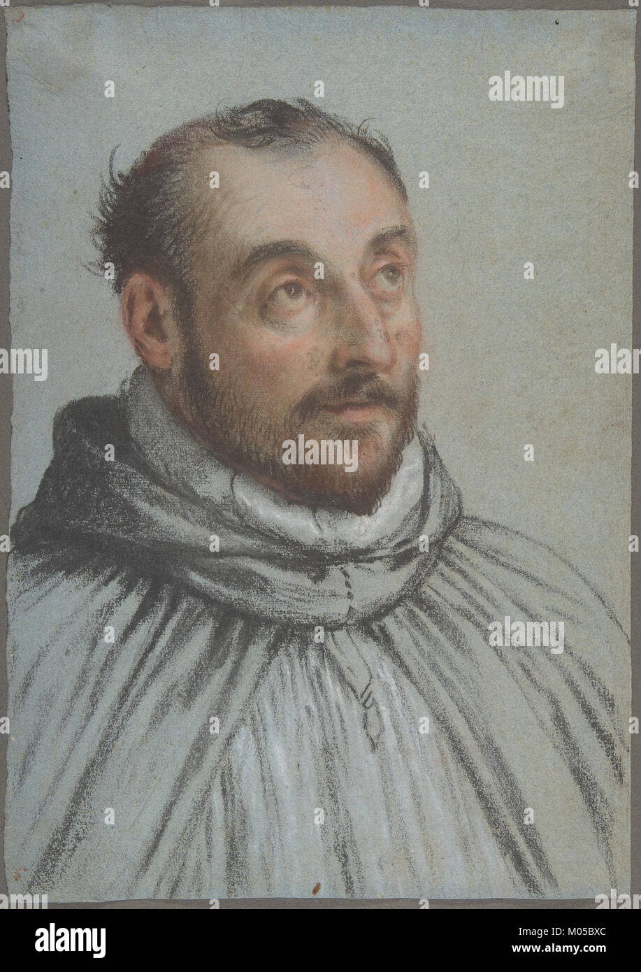 Questo ritratto a busto di un ecclesiastico della collezione MET rappresenta l'autorità e lo status religiosi, offrendo uno sguardo sull'abbigliamento e le caratteristiche di una figura religiosa nell'arte storica. Foto Stock