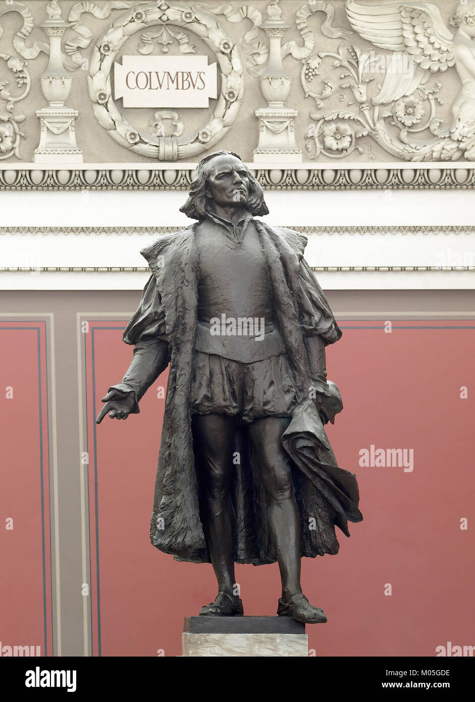 La scultura in bronzo di Cristoforo Colombo Foto Stock