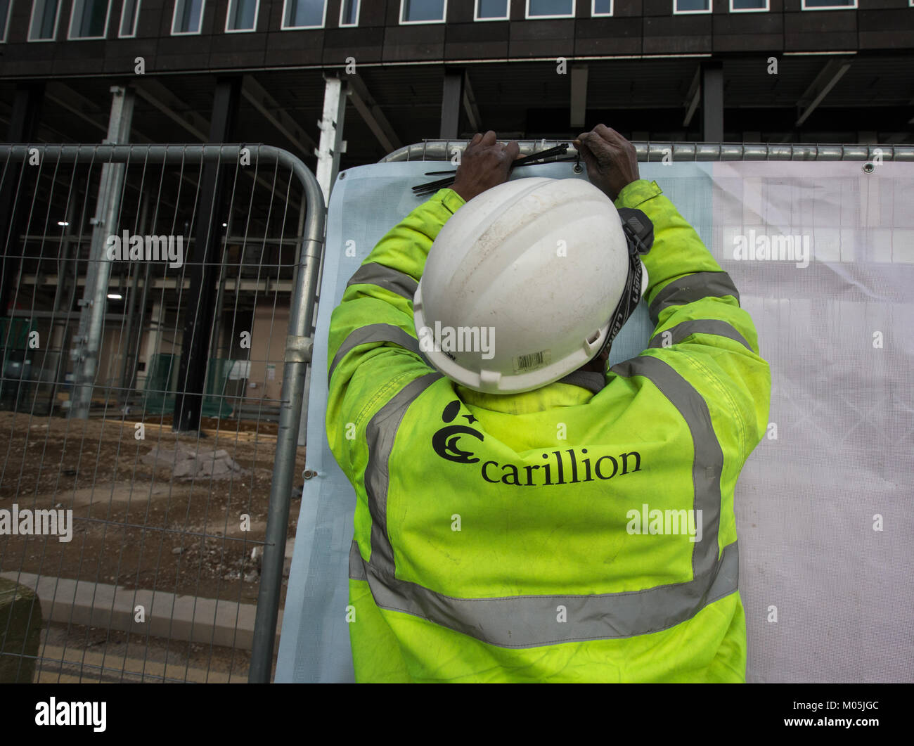 Il Regno Unito è il secondo più grande impresa di costruzioni del Carillon è andato in liquidazione il lunedì gennaio 15th. Si tratta di passività finanziarie sono state di circa 5 miliardi di sterline. Foto Stock
