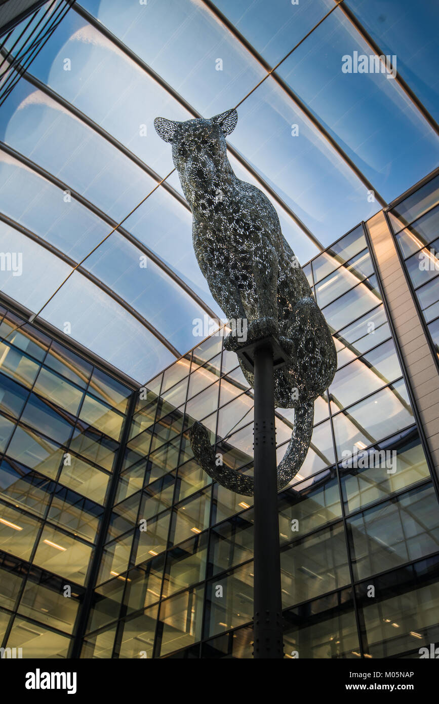 Piazza Marischal Aberdeen scultura di Leopard Foto Stock