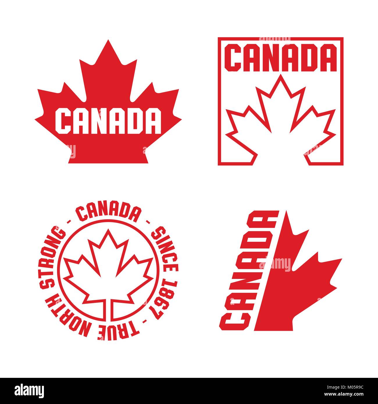 Una collezione di creste canadese e badge in formato vettoriale. Illustrazione Vettoriale