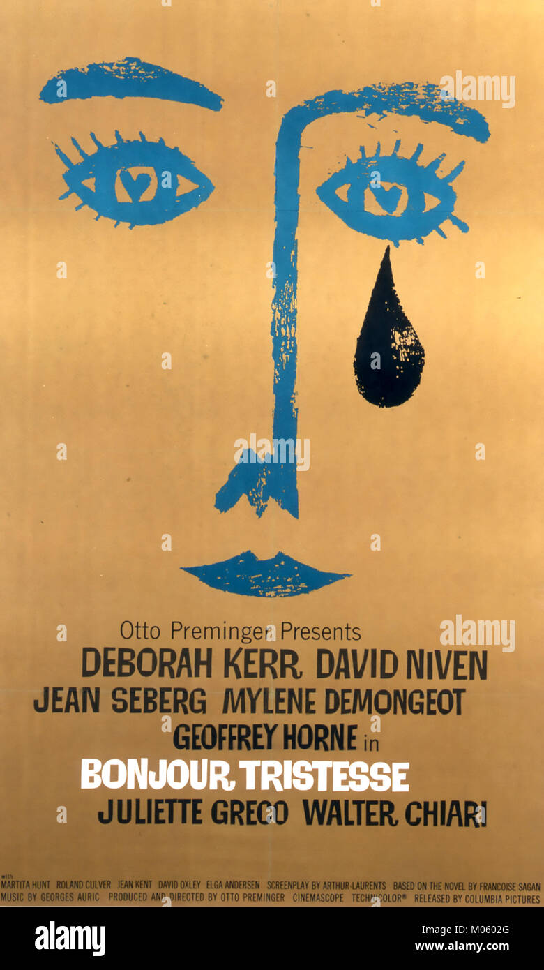 BONJOUR TRISTESSE Poster per 1958 Columbia Pictures Film basato nel 1954 romanzo di Françoise Sagan Foto Stock