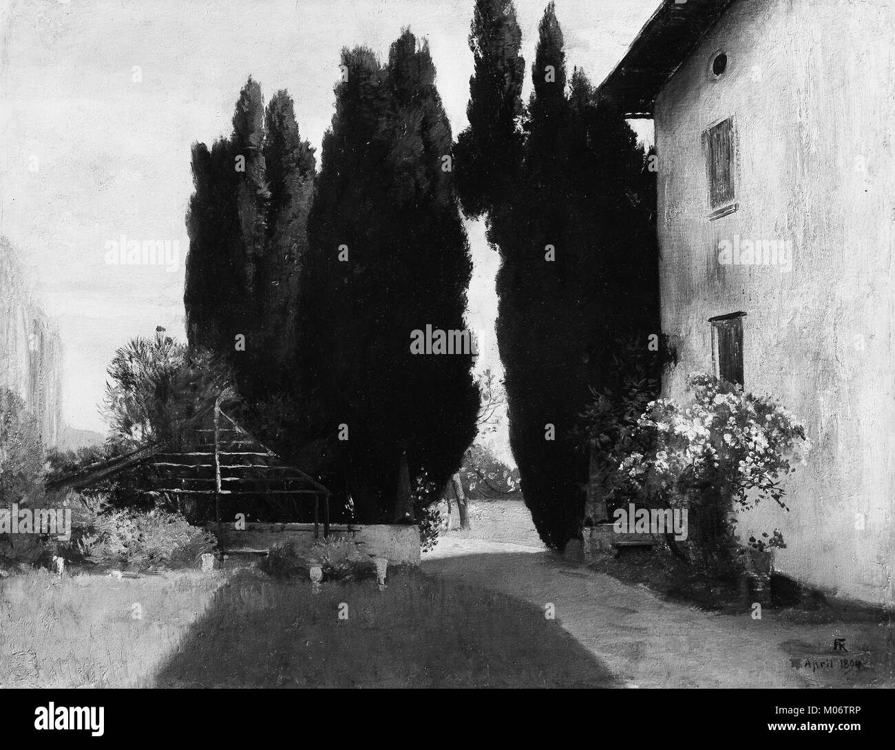 Il giardino all'italiana presenta una struttura formale, design simmetrico, fontane, piante curate e architettura classica, un esempio dell'estetica orticola rinascimentale. Foto Stock