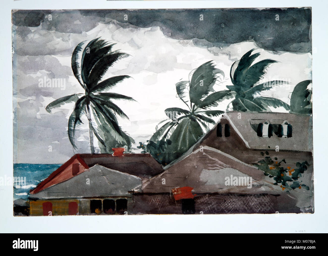 Un'opera d'arte che mostra l'impatto distruttivo di un uragano alle Bahamas, evidenziando forze naturali, cambiamenti ambientali ed effetti di tempesta. Foto Stock