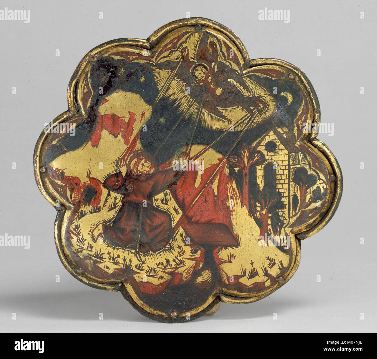 Quest'opera del MET raffigura San Francesco d'Assisi che riceve le stigmate, illustrando l'esperienza spirituale ed emotiva e il simbolismo religioso del santo. Foto Stock