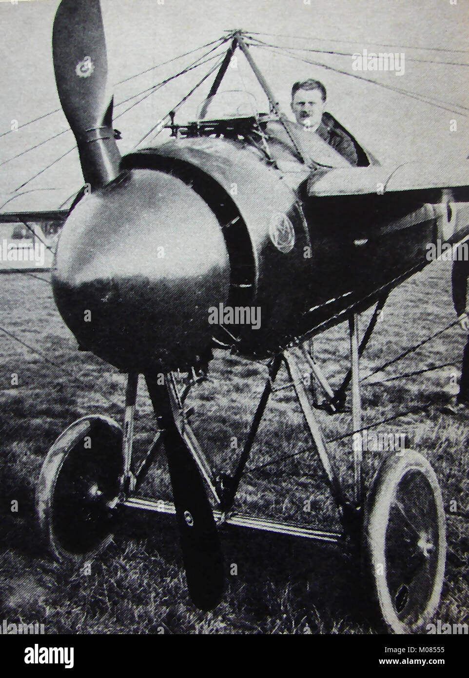 Un inizio di WWI piano di guerra pilotata da T H Bayetto. Il piano francese era il tipo Morane-Saulnier N 'bullet', monoposto monoplano scout. Foto Stock