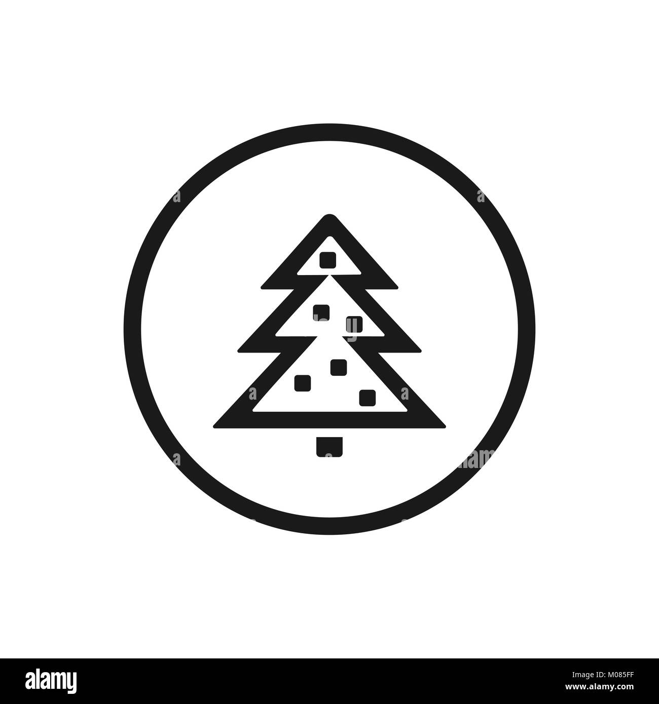 Albero di natale icona linea su uno sfondo bianco. Illustrazione Vettoriale Illustrazione Vettoriale