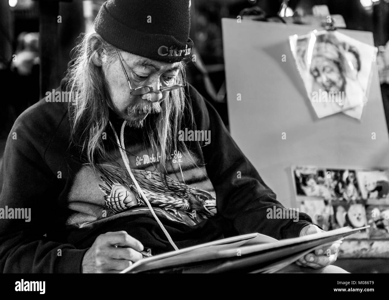 Ritratto di artista di strada in Chiang Mai Thailandia Foto Stock