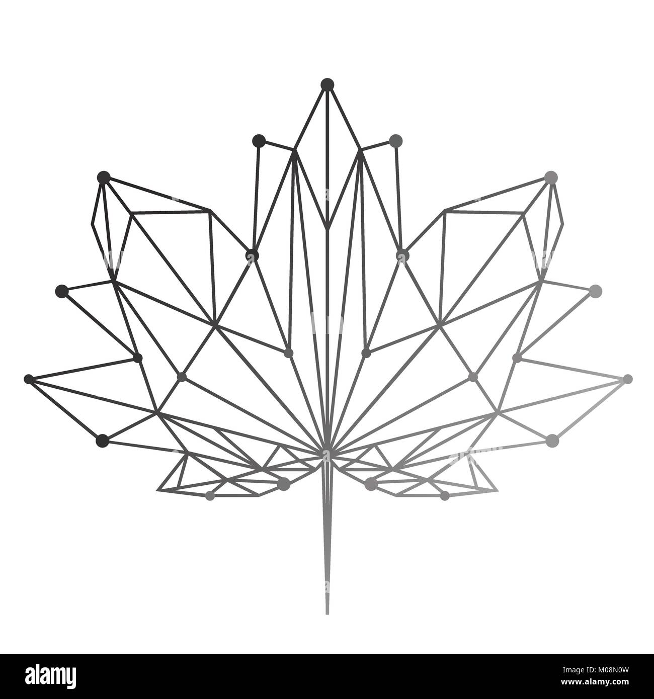 Una foglia di acero dipinto in tecnica poligonale. Segno nazionale del Canada. Immagine vettoriale per la progettazione di t-shirt. Illustrazione Vettoriale