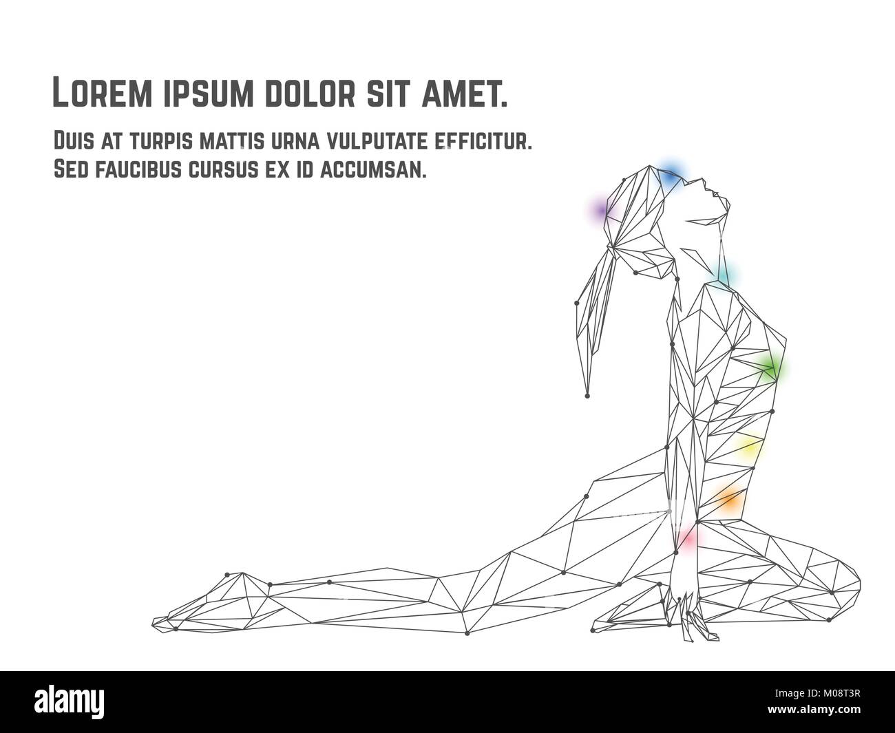 Vettore della donna a praticare Yoga asana fatta dal poligono e punti technic. Illustrazione Vettoriale