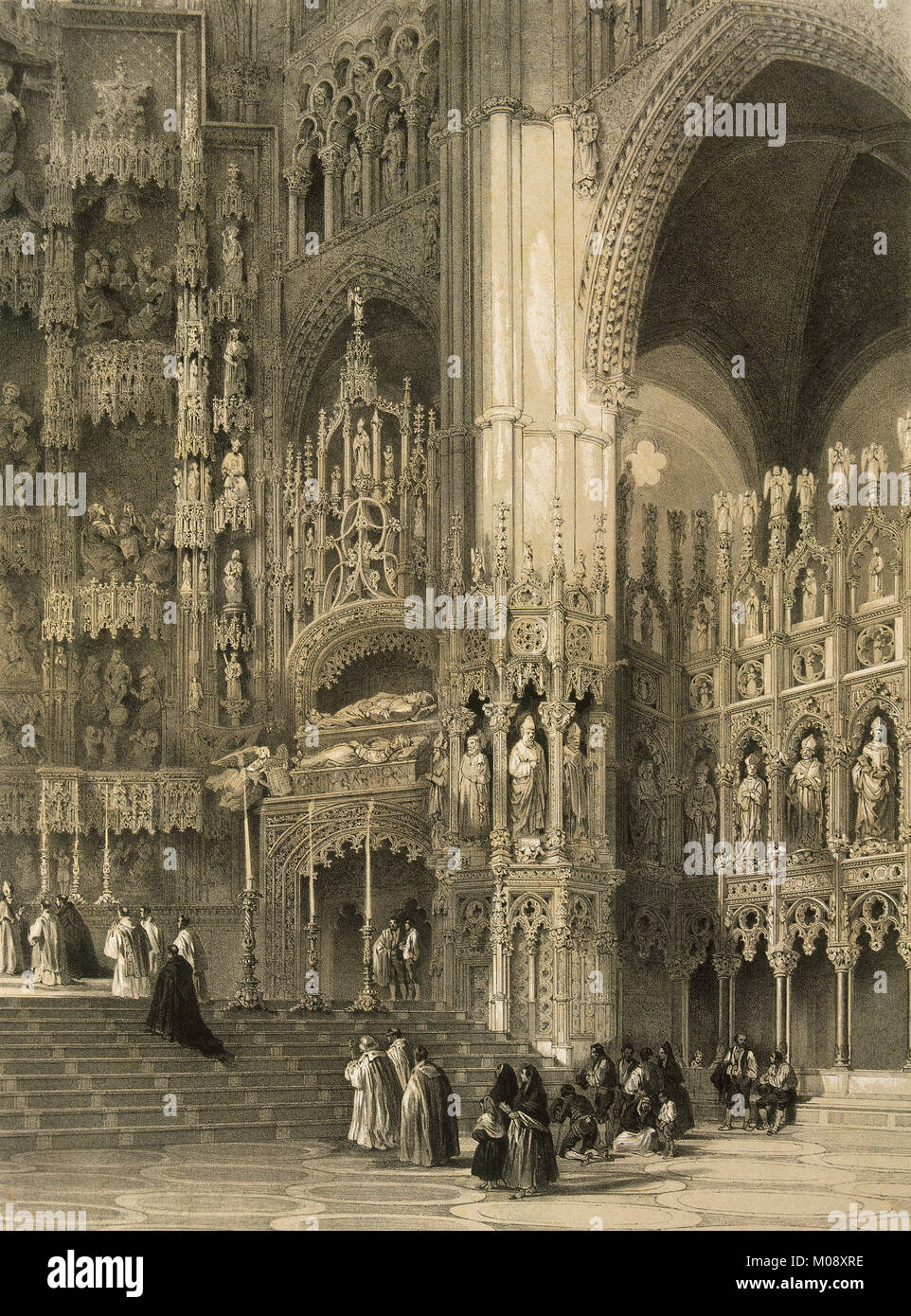 Spagna. Toledo. Cattedrale. Cappella principale. Litografia da Genaro Perez de Villaamil (1807-1854). " España Artística y' monumentale, 1842-1844. Foto Stock