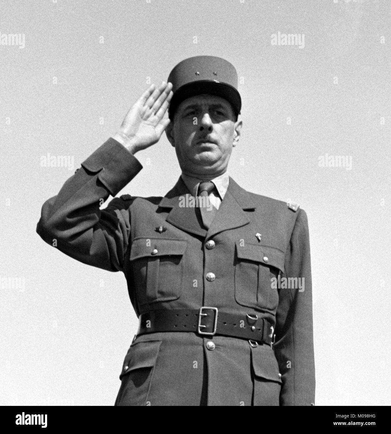 Il Generale Charles de Gaulle (1890-1970) a Tunisi durante la seconda guerra mondiale, Giugno 1943. Fotografia di Marjory Collins. Foto Stock