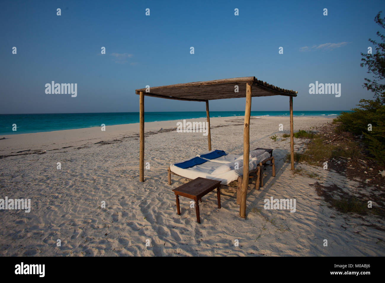 Spiaggia di lusso sedie accanto al oceano tropicale Foto Stock