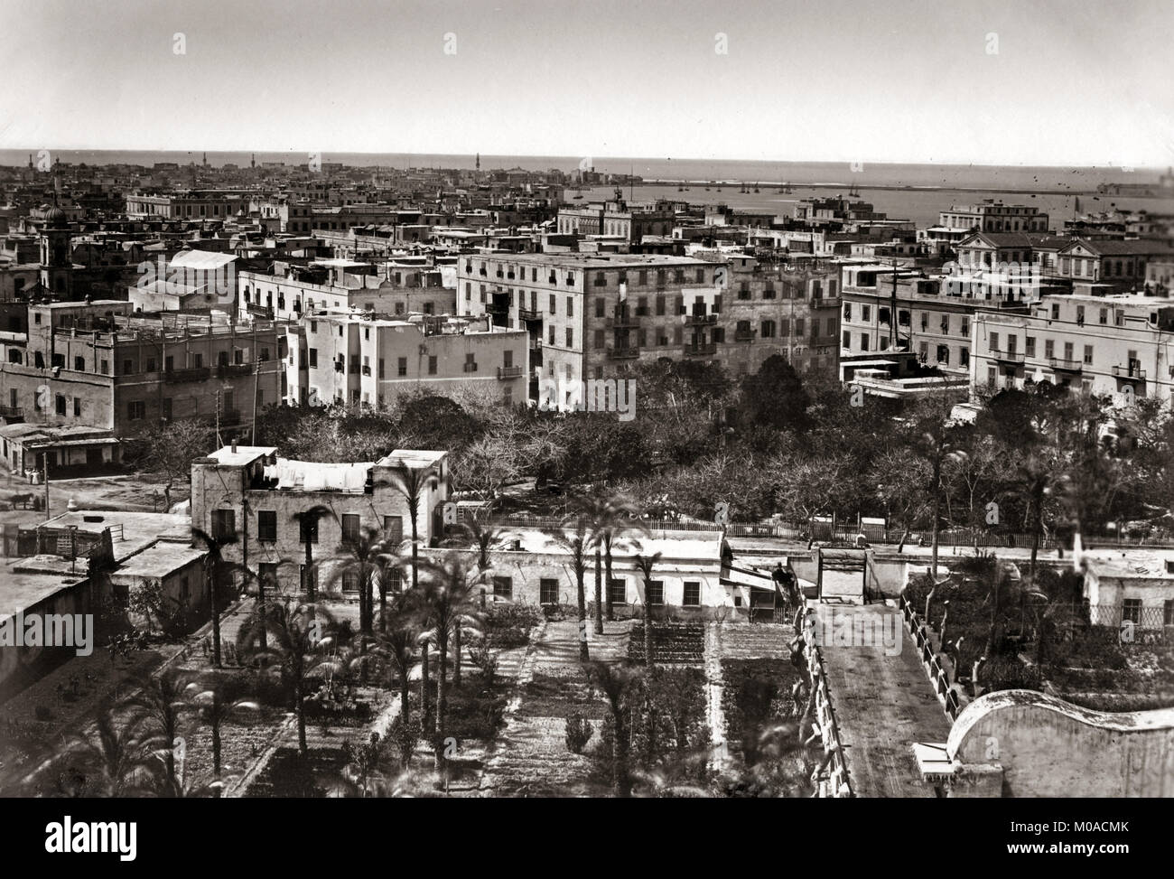 Vista verso il mare Mediterraneo, Alessandria, Egitto, c.1880's Foto Stock