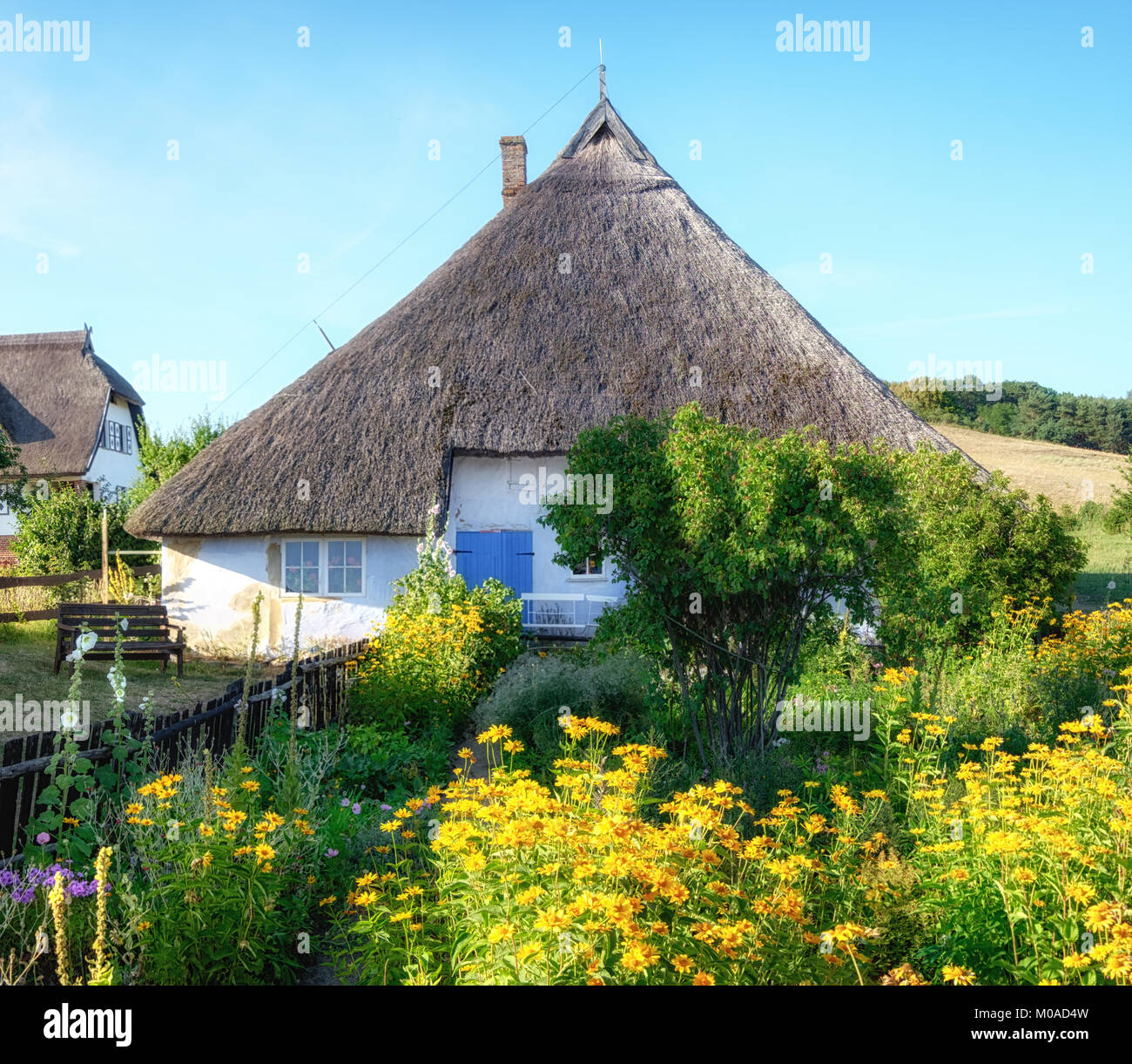 Casa Parrocchiale di Gross Zicker,la più antica casa sull isola di Rügen,Germania, immagine panoramica Foto Stock