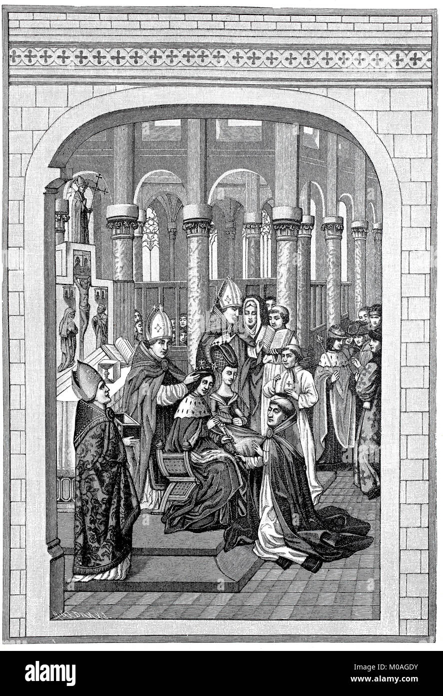L incoronazione di Carlo V di Francia nel 1364, miniaturizzati nella Biblioteca Nazionale di Parigi, Francia, digitale migliorata la riproduzione di un originale a partire dall'anno 1880 Foto Stock