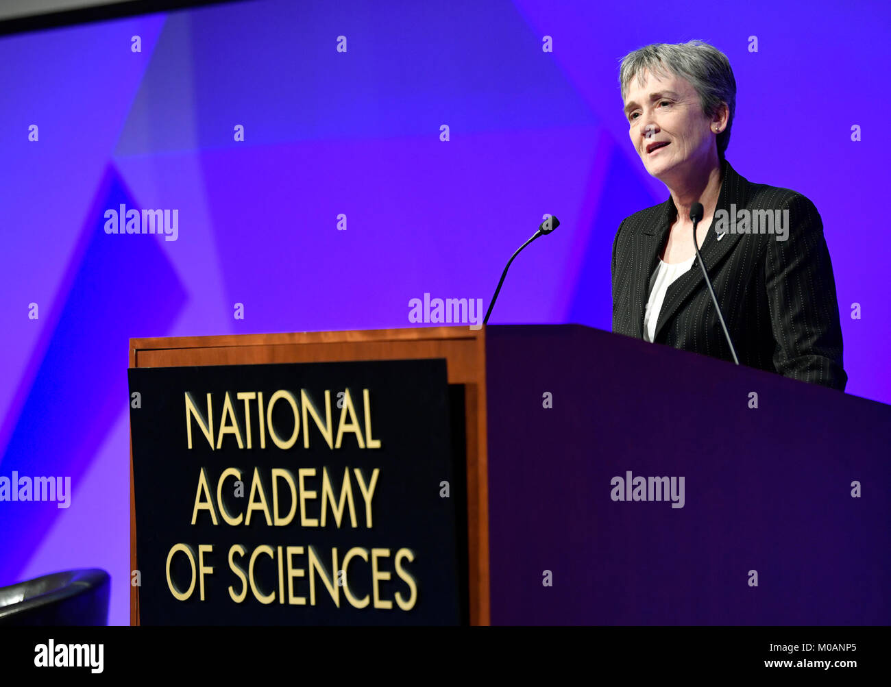 Segretario della Air Force Heather Wilson parla al pubblico presso l'Accademia Nazionale delle Scienze, Washington, D.C., Gennaio 18, 2018. Foto Stock