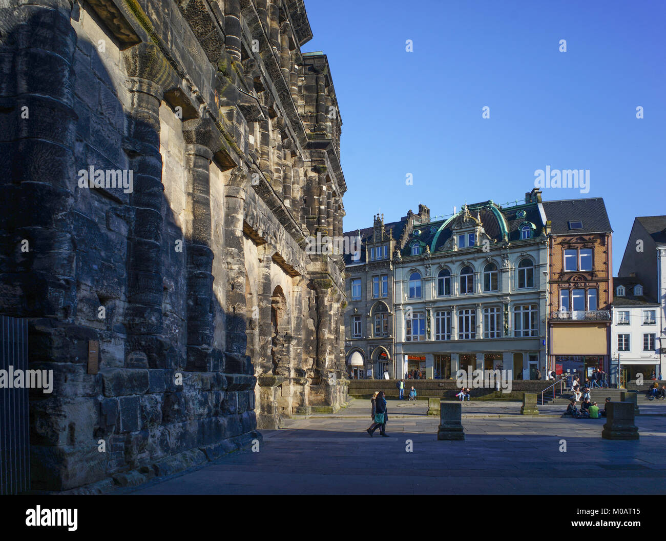 Porta Nigra edificio romano della città di Treviri in Germania Foto Stock