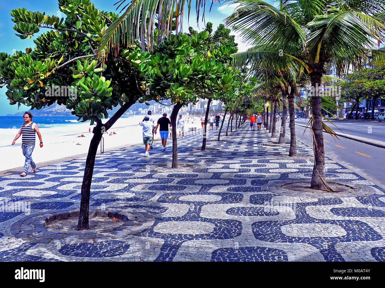 Il marciapiede Ipanema a Rio de Janeiro in Brasile Foto Stock