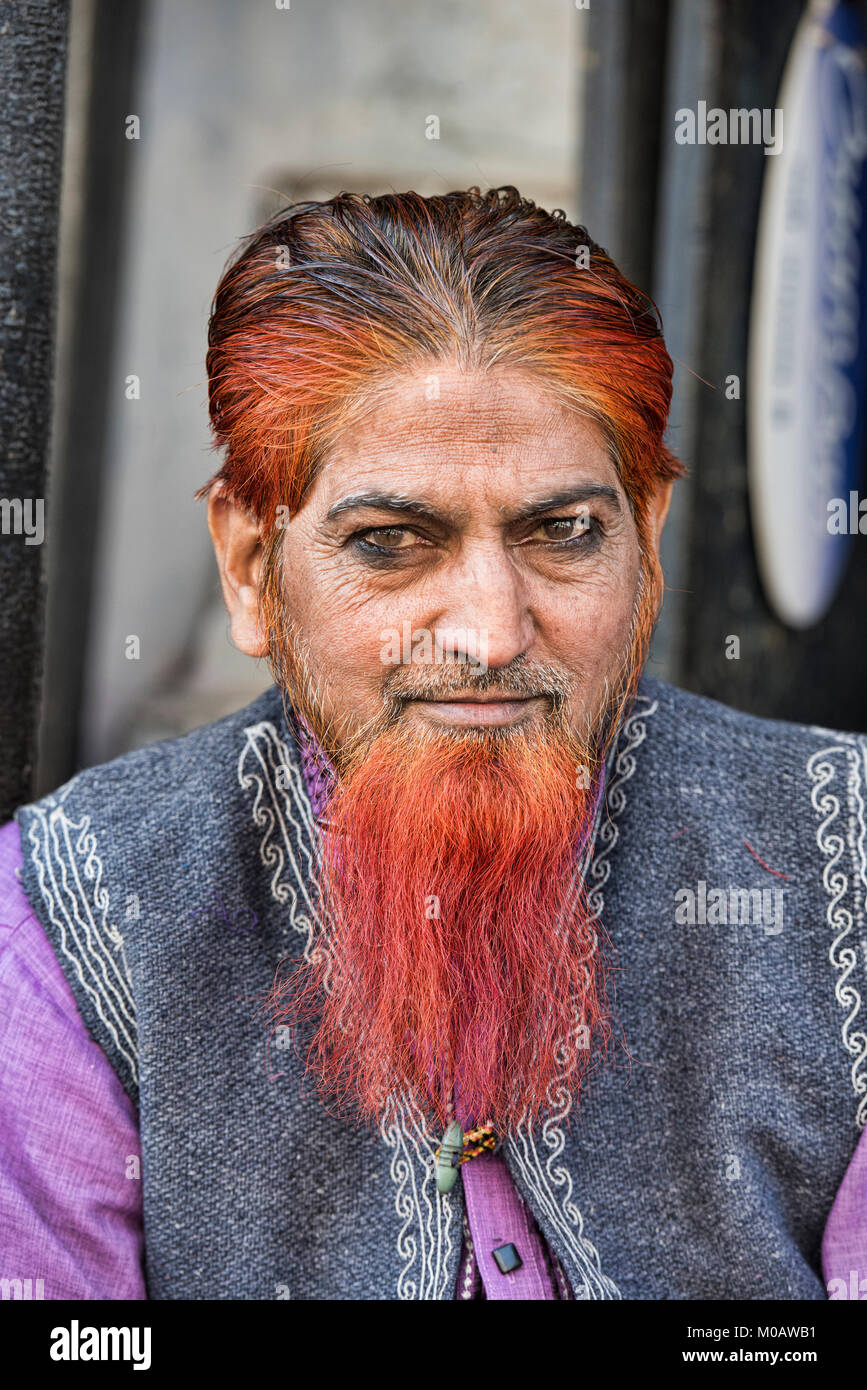 Henna barba e capelli, Jaipur, India Foto Stock