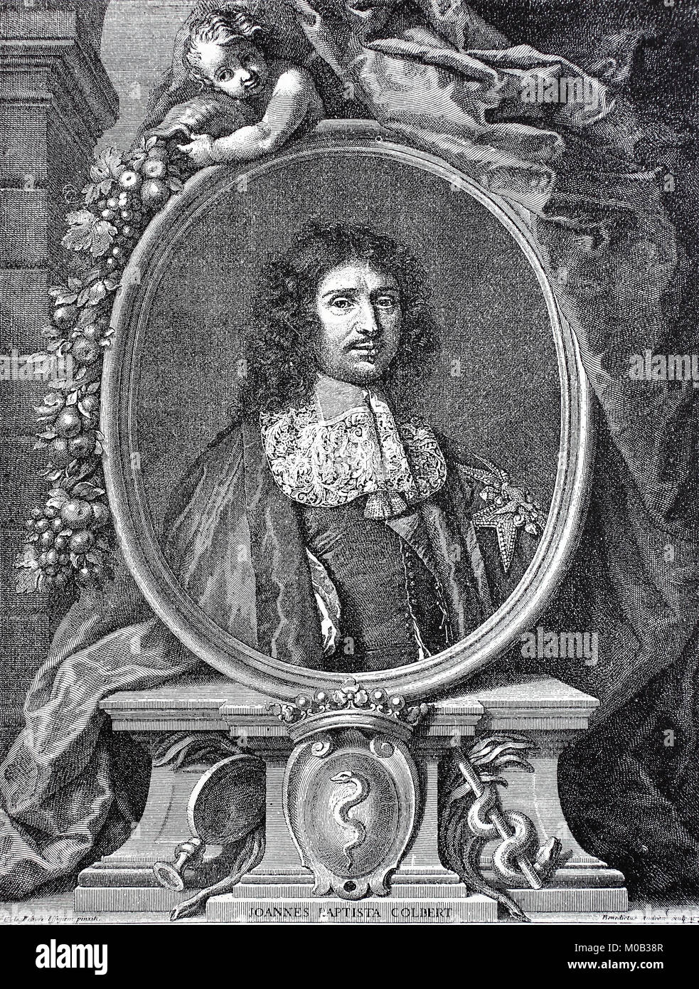 Jean-Baptiste Colbert, Marquis de Seignelay, 29 agosto 1619 - 6 settembre 1683, era uno statista francese e il fondatore del mercantilismo, Colbertism, era sotto Luigi XIV con successo il ministro delle Finanze e ha creato la base economica francese e la politica coloniale, Francia, digitale migliorata la riproduzione di un originale di stampa dal 1880 Foto Stock