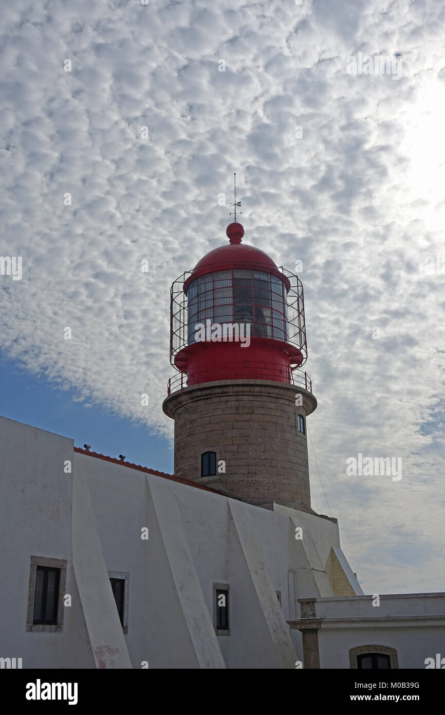 Cabo de Sao Vincente Faro sulla punta occidentale dell'alvarve, Portogallo Foto Stock