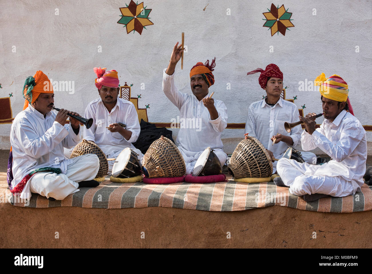 Rajasthani musicisti folk, Udaipur, India Foto Stock