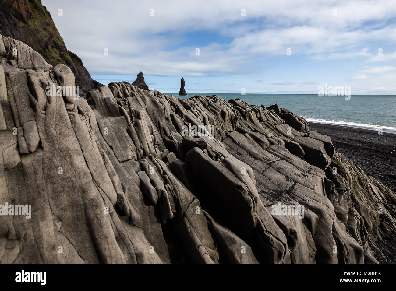 Colonne di basalto vicino a VIK, Islanda. Foto Stock