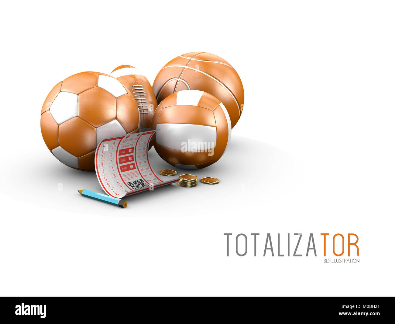 3d illustrazione di sport biglietto di predizione con le palle sportive  Isolato bianco Foto stock - Alamy