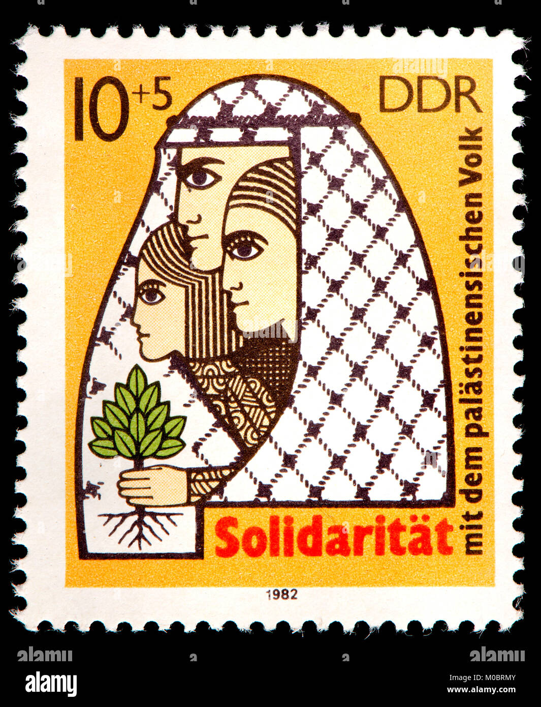 Tedesco orientale francobollo (1982) : "solidarietà con il popolo palestinese' Foto Stock