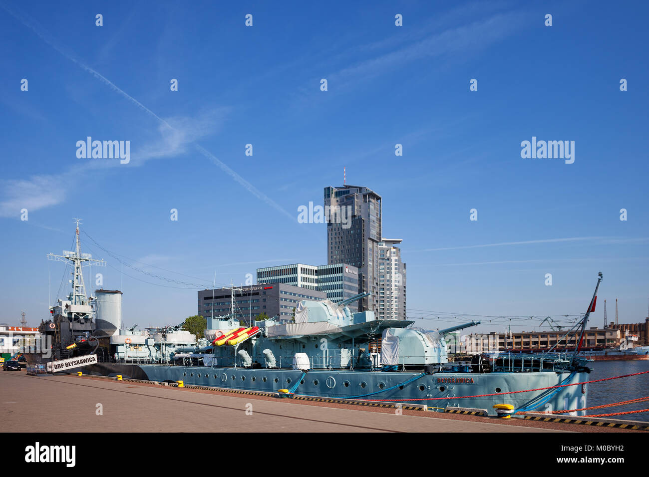 ORP Blyskawica Grom-Cacciatorpediniere classe nella città di Gdynia, Polonia, servito nella Marina Polacca durante la II Guerra Mondiale Foto Stock
