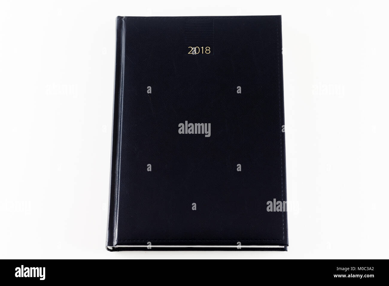 Diario Organizer planner 2018 in cuoio nero agenda isolati su sfondo bianco Foto Stock
