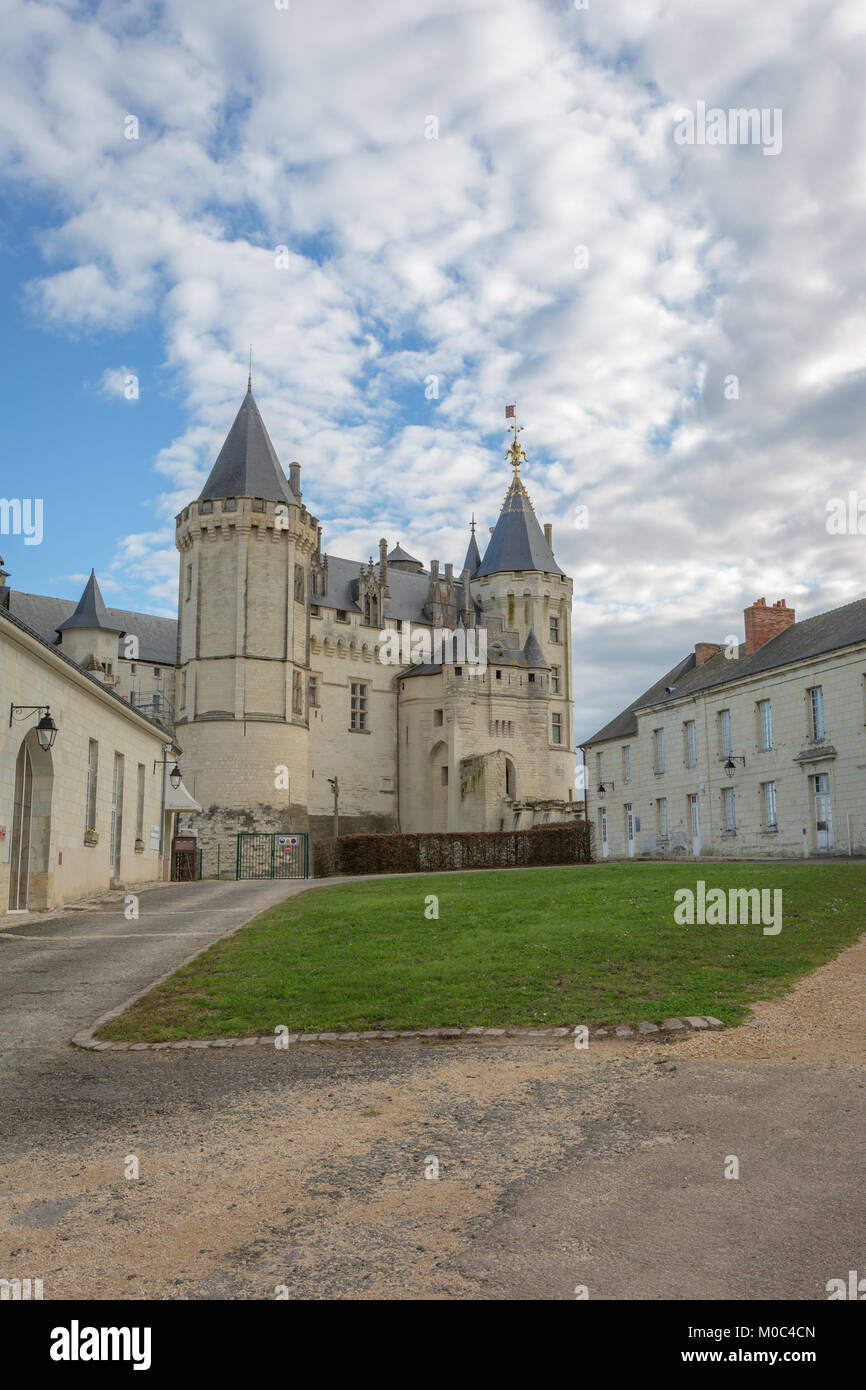 Esterno del Chateau de Saumur (castello di Saumur), Maine-et-Loire, Francia Foto Stock