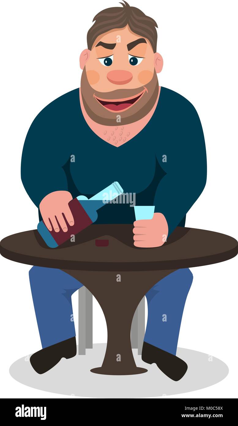Illustrazione Vettoriale cartoon uomo di bere alcolici Illustrazione Vettoriale