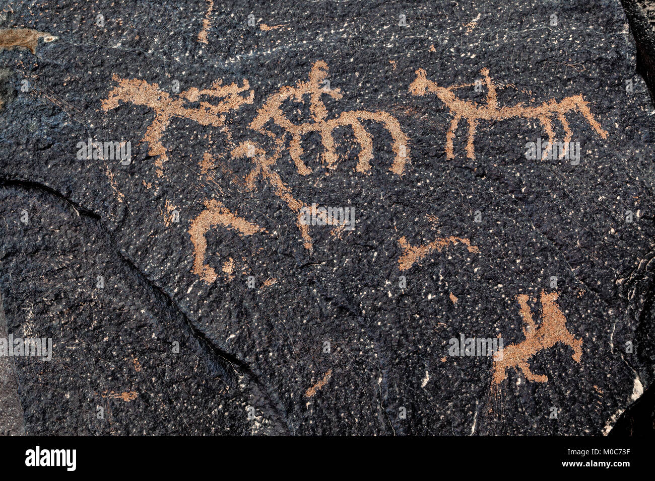 La pittura di roccia, in Yinshan Montagne in Murad medio Banner, Mongolia Interna, Cina. Foto Stock