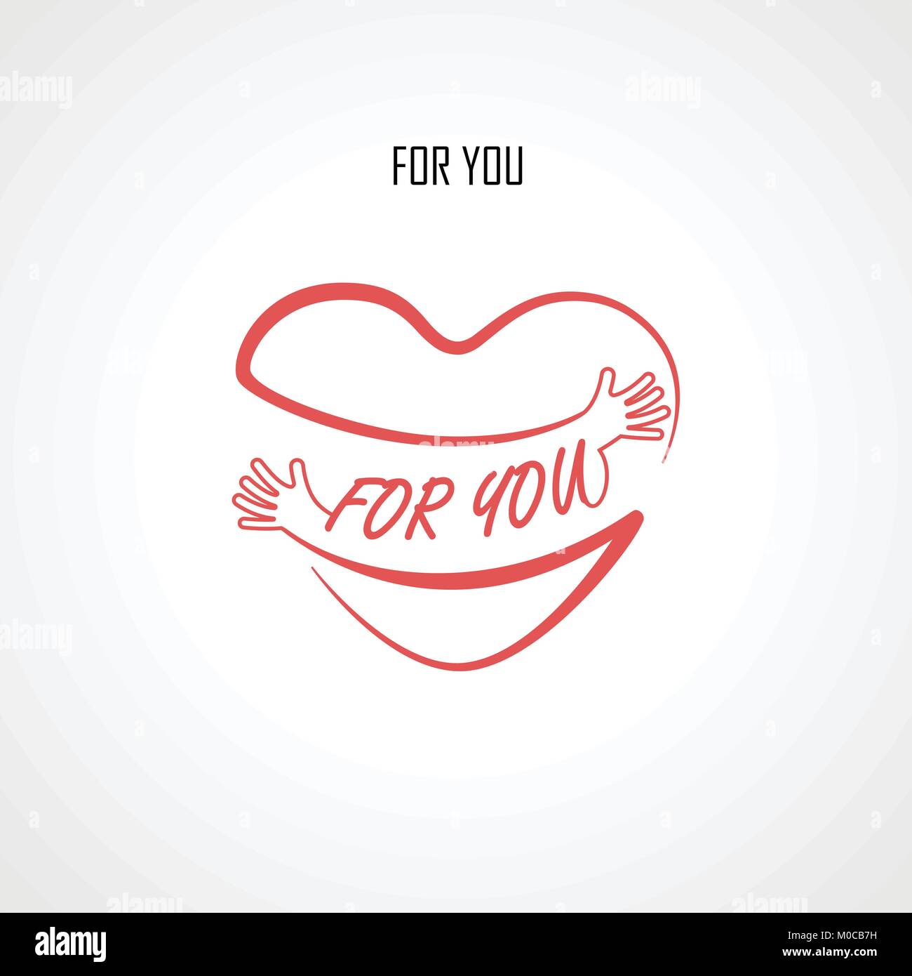 "Per voi" tipografici ed elementi di design e di cuore rosso forma con mano abbracciare.abbracci e amore di te sign.la salute e la cura del cuore icon.Happy valentines Illustrazione Vettoriale