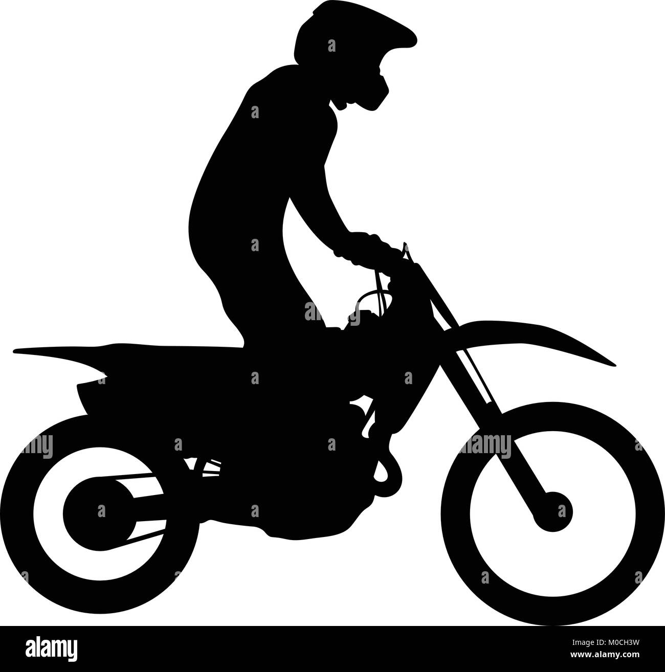 Enduro atleta sulla bike motocross silhouette nera Illustrazione Vettoriale