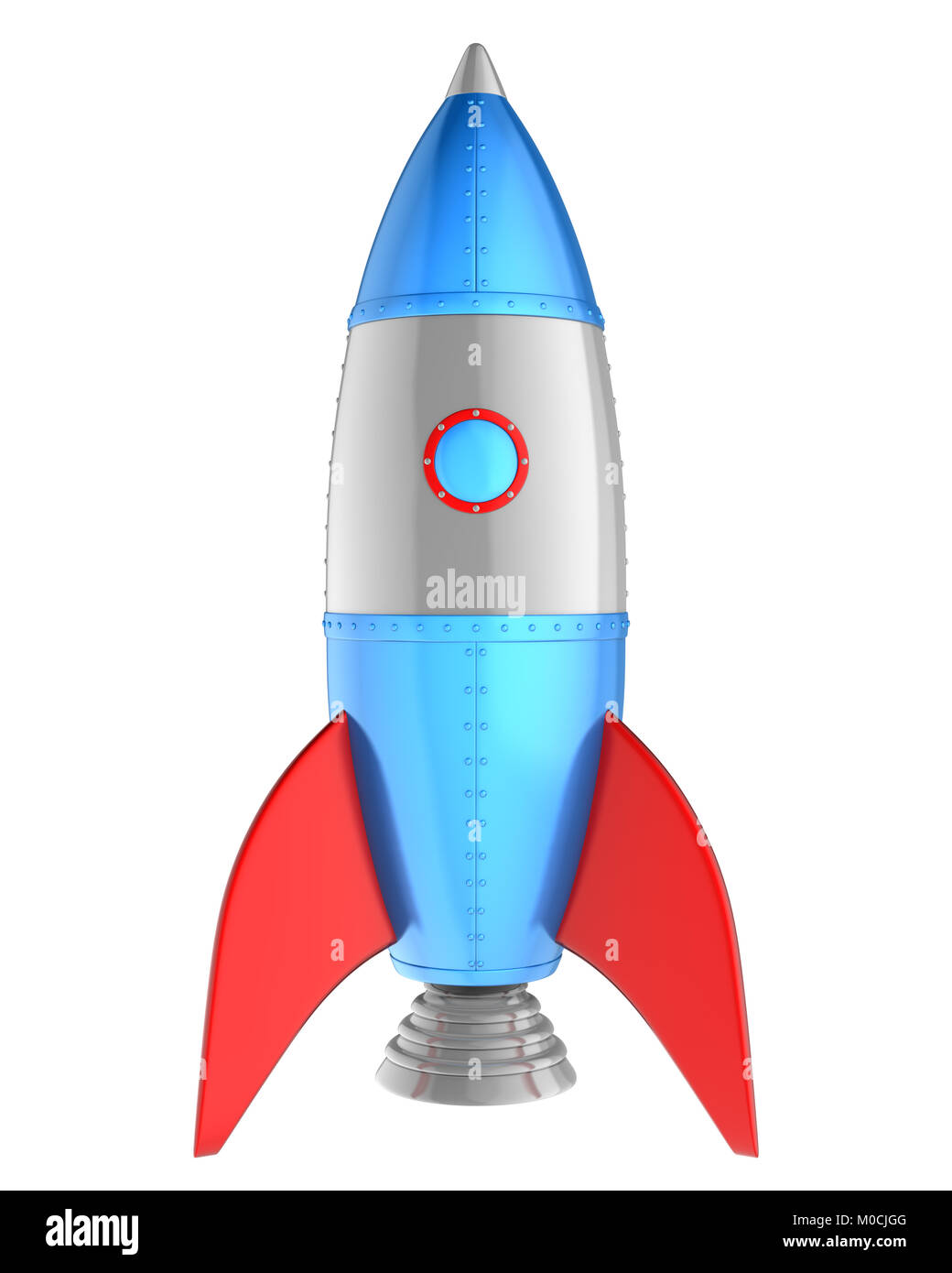 Cartoon rocket isolato su bianco. 3D illustrazione Foto Stock