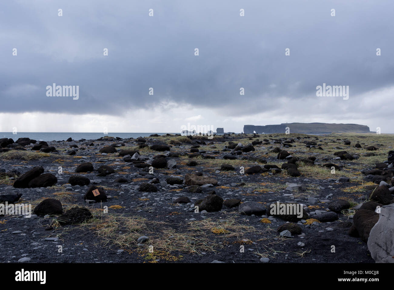 Scogliere Dyrhólaey da lontano. Foto Stock