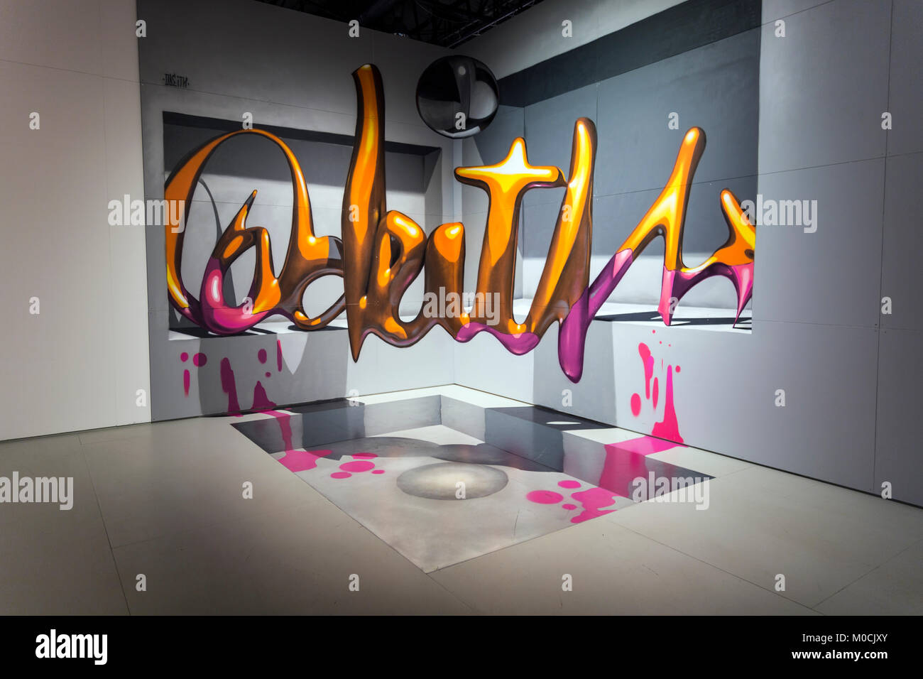 Anamorfico Tecnica mediante Odeith alla magica città di arte di strada mostra a Stoccolma, Svezia, 2017 Foto Stock