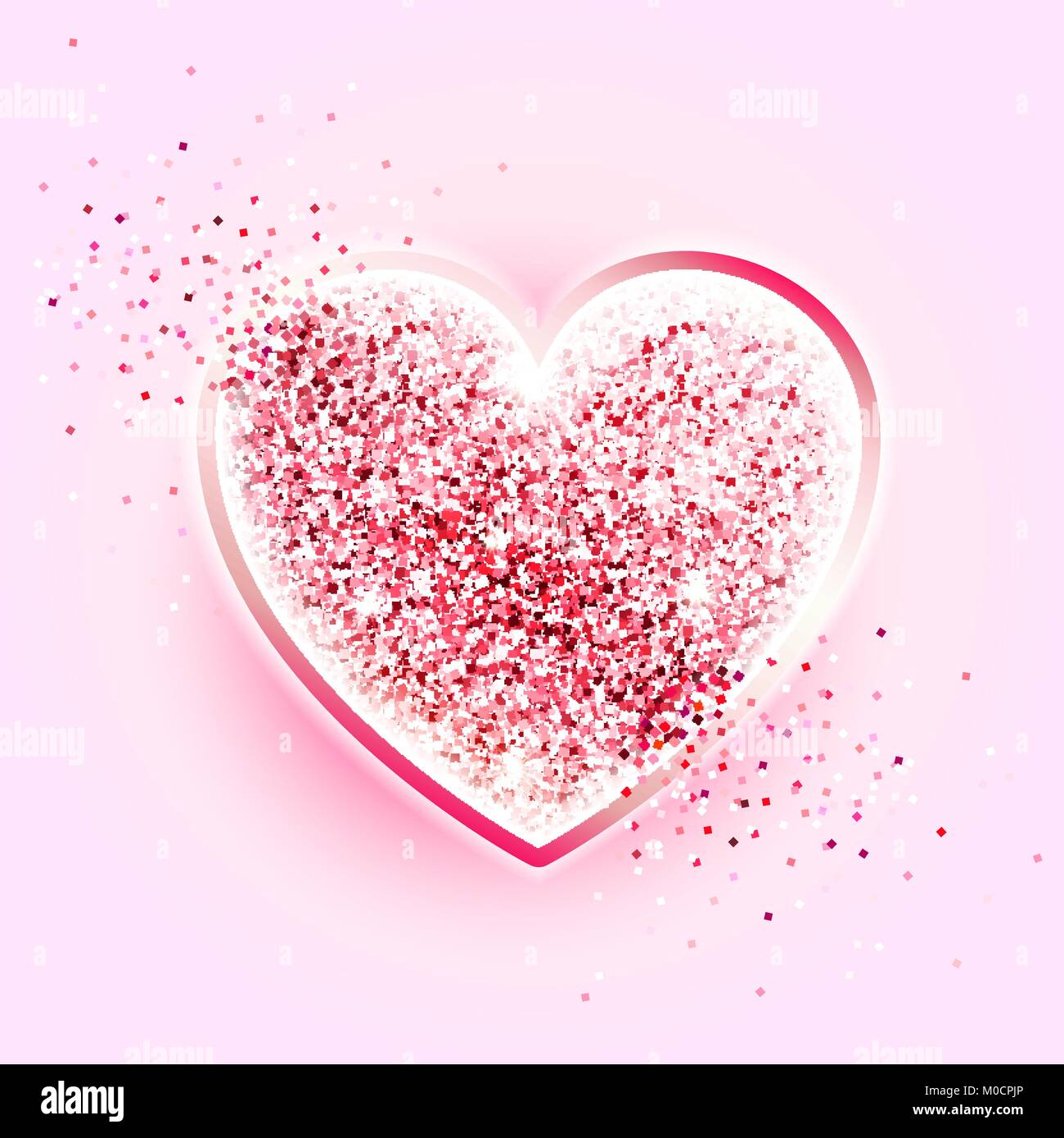 Il giorno di San Valentino design. Glitter cuore rosa. Illustrazione Vettoriale