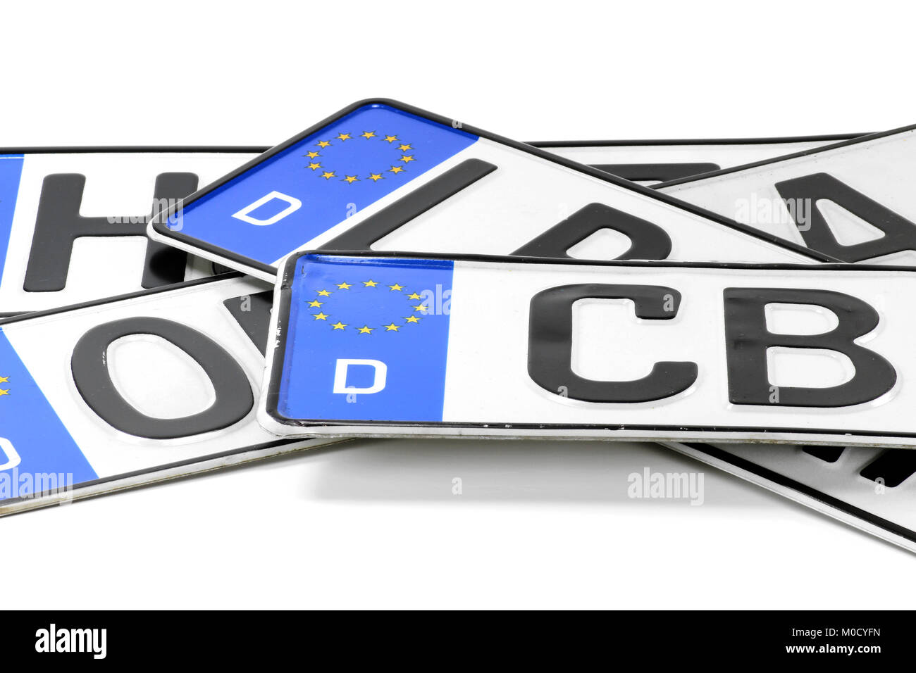 Gruppo di licenza tedesca piastre isolate su sfondo bianco Foto Stock