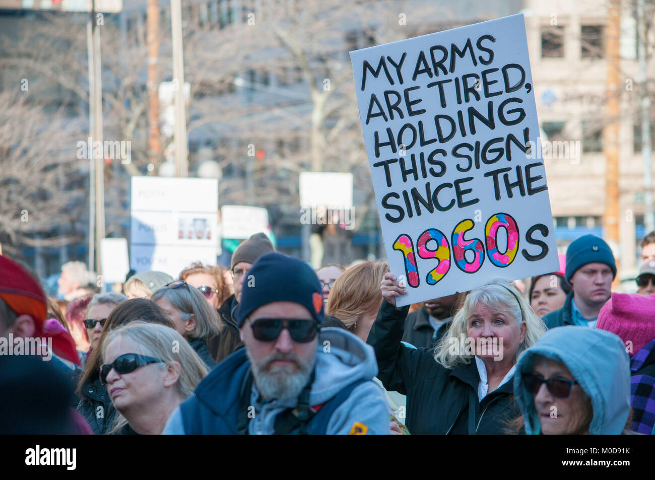 Gli accordi di Dayton, Ohio unisce la nazione sabato 20 gennaio mantenendo i propri diritti delle donne al rally di Montgomery County Courthouse. Credito: Martin Wheeler/Alamy Live News Foto Stock