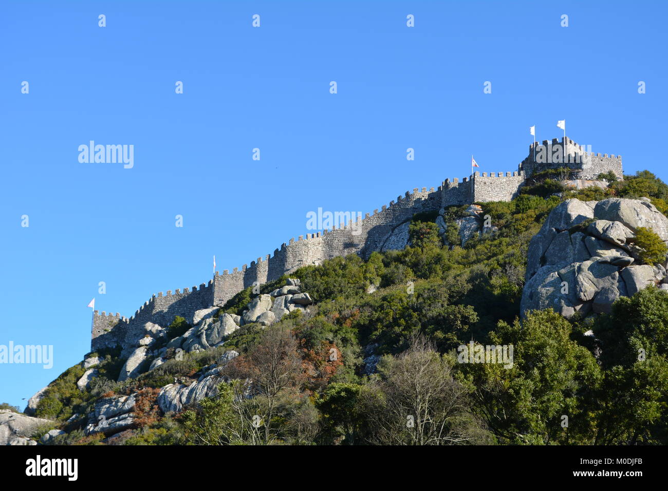 Castello moresco di Sintra Portogallo sulla sommità di una collina rocciosa Foto Stock