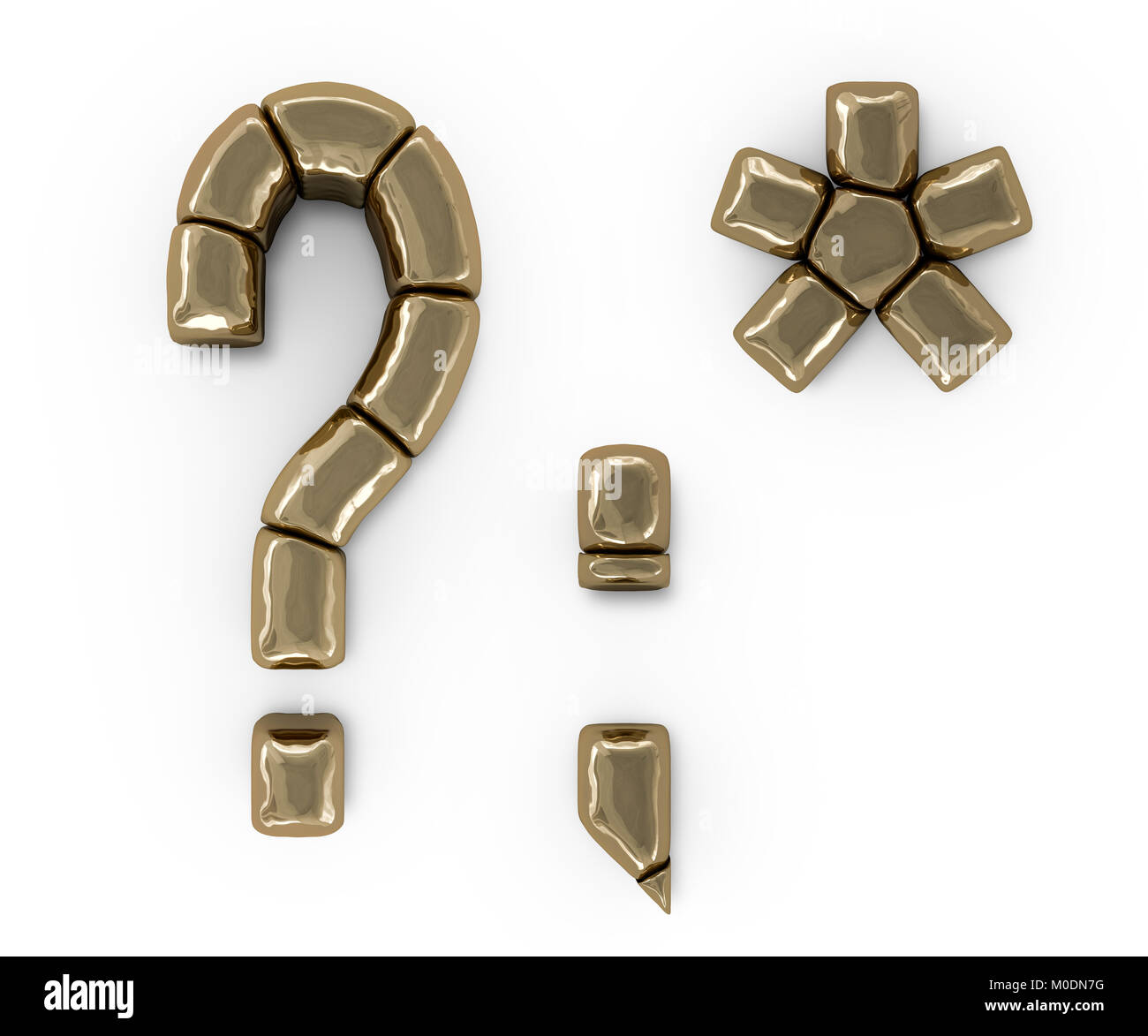 Serie di lettere e numeri e simboli da oro bar. Il rendering 3D Foto Stock