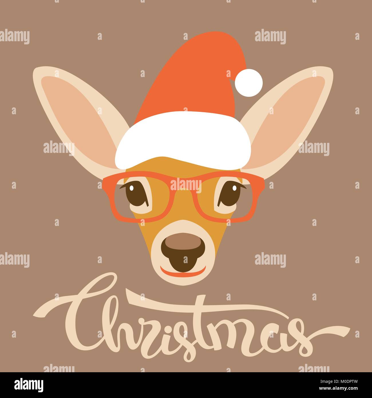 Auguri di Buon Natale felice anno nuovo deer card illustrazione vettoriale stile piatto Illustrazione Vettoriale