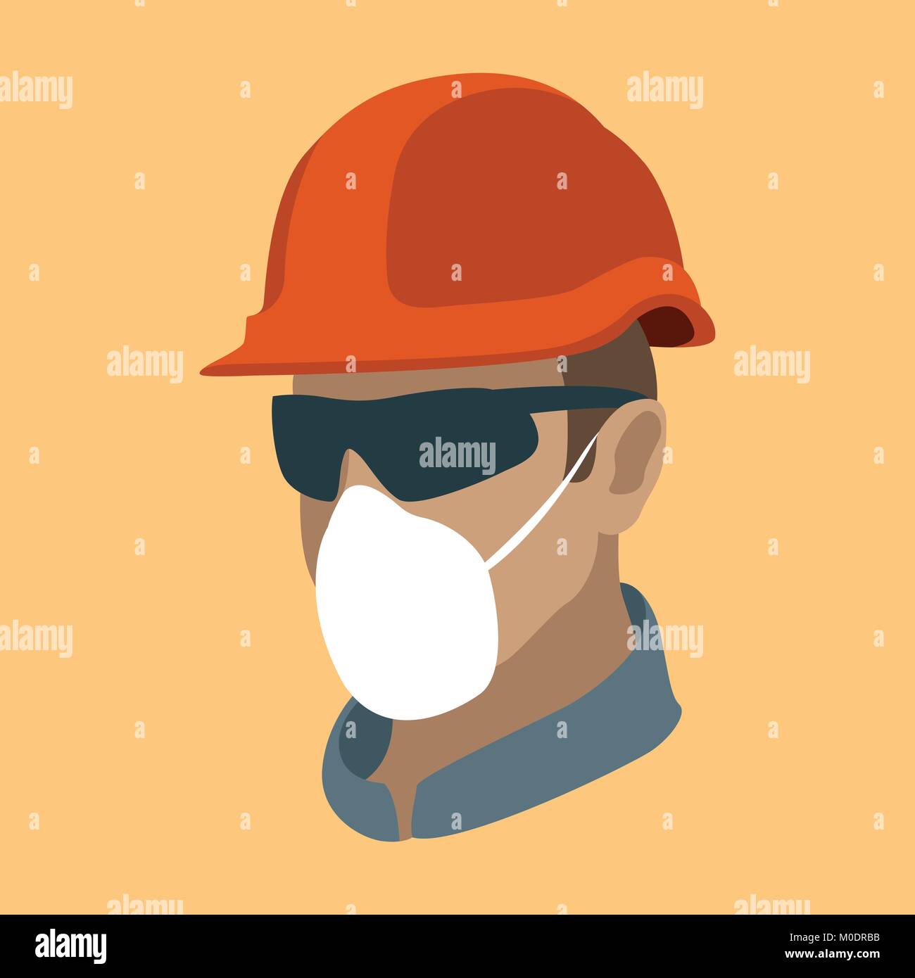 Lavoratore in un casco di protezione e occhiali illustrazione vettoriale stile piatto Illustrazione Vettoriale